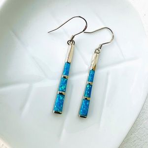 Sterling silver, beautiful blue stone inlay earrings | NWB | ❄️🌌✨🏙️✨🌊